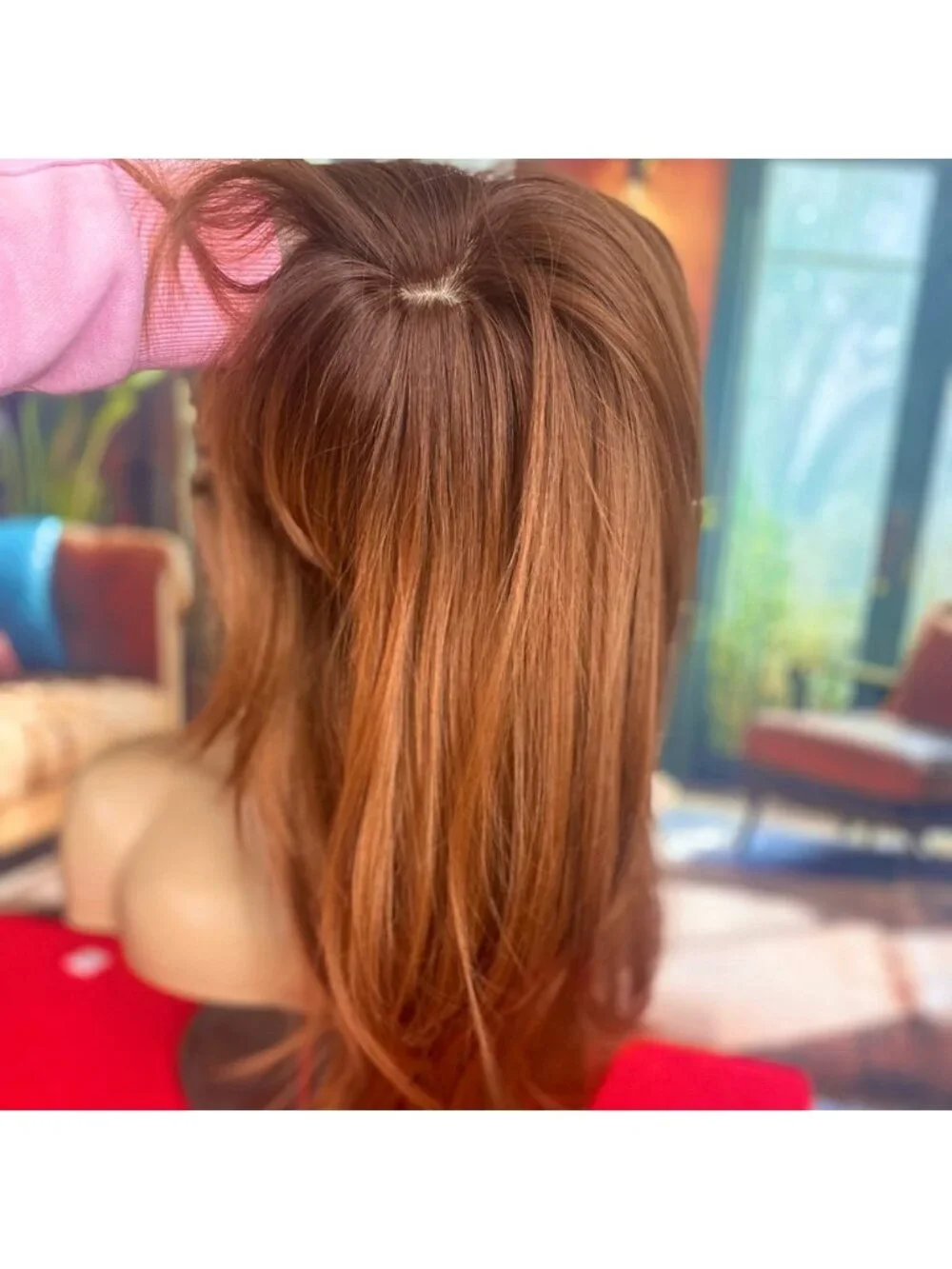 BACK IN Long ginger redhead wig with bangs